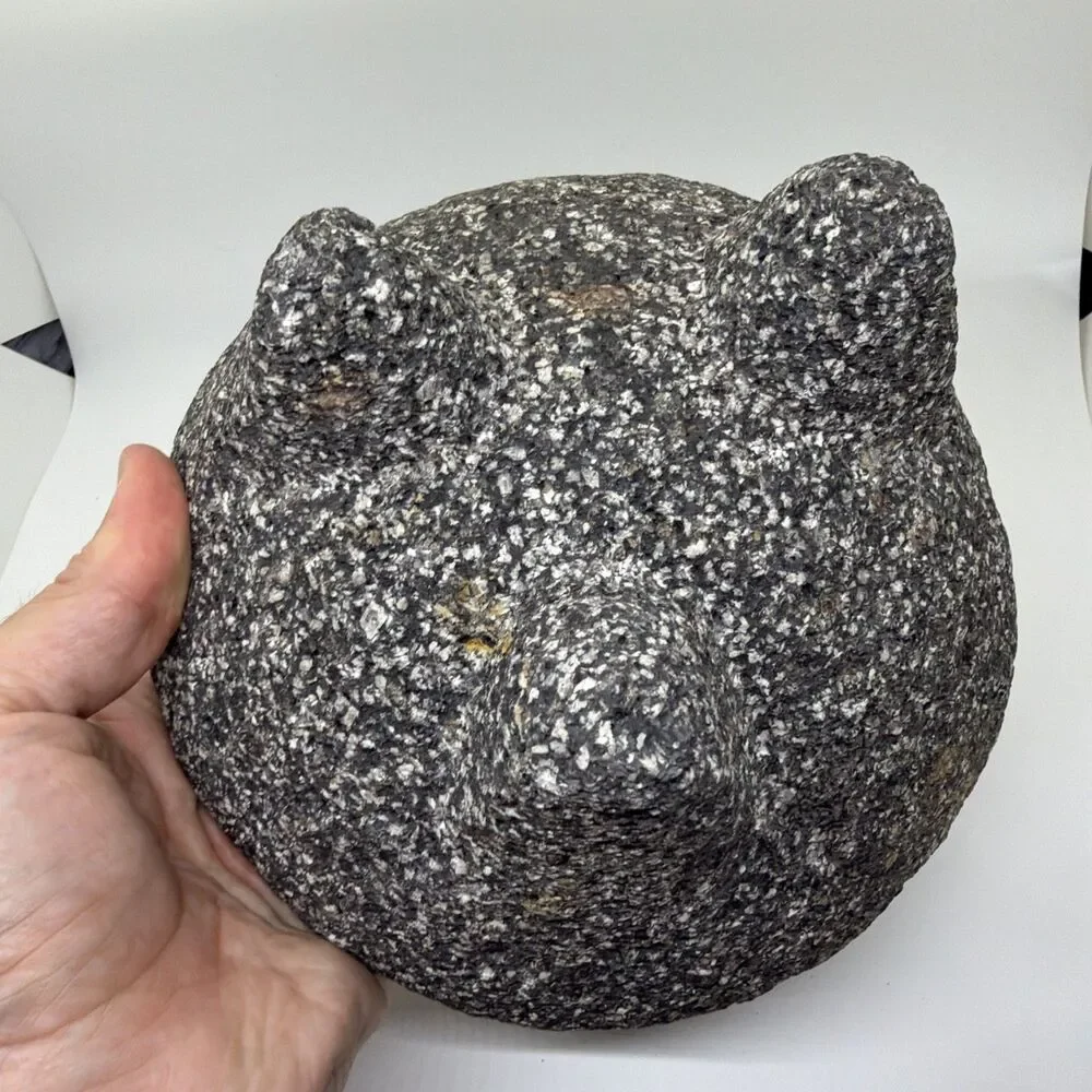 Vintage Molcajete Lava Stone  8” dia. 4